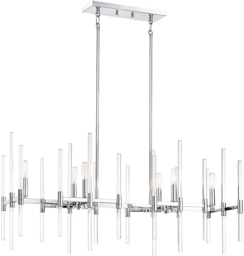 Vista 2 de Minka Lavery 3096-77 - Lámpara de araña de isla para comedor, 6 luces, 360 vatios, cromada