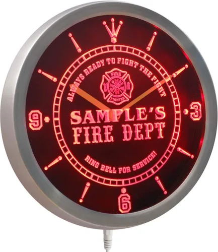 Vista 3 de ADVPRO ncqy-tm - Reloj de pared LED personalizado con letrero de neón para bomberos
