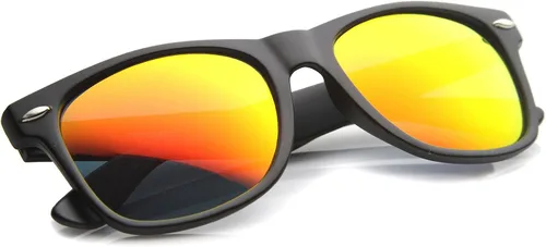 Vista 13 de zeroUV Gafas de sol de estilo con borde de cuernos grandes de la lente del color del flash reflexivo mate plano