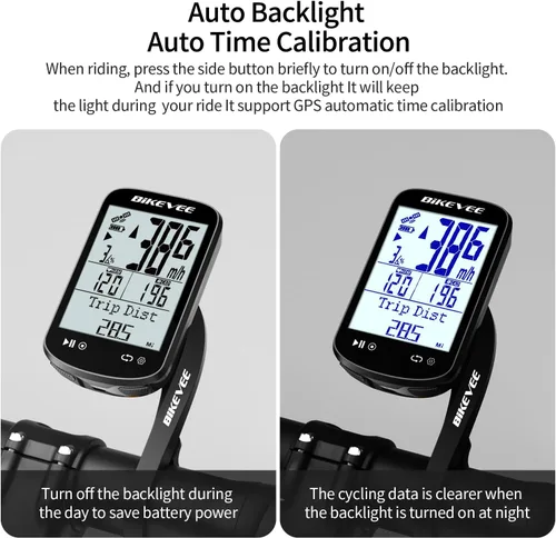 Vista 4 de Wireless Bike Computer GPS Bundle, Speedometer & Odometer, Cadence Sensor, Auto Backlight & Auto Stop, IPX7 Waterproof, 2.6" LCD Display
