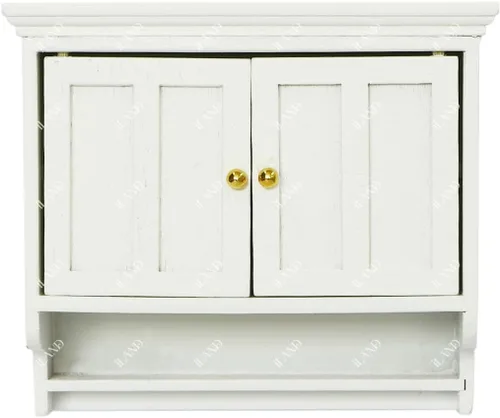 Vista 6 de iLAND Muebles para casa de muñecas a escala 1/12, armario de cocina para casa de muñecas en miniatura, estilo rústico moderno, color blanco