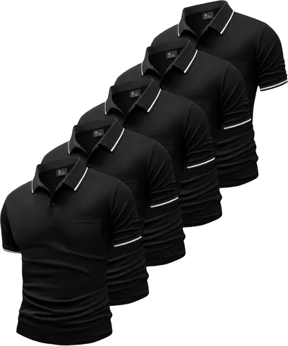 Vista 6 de GEEK LIGHTING Paquete de 5 camisas polo para hombre con bolsillo