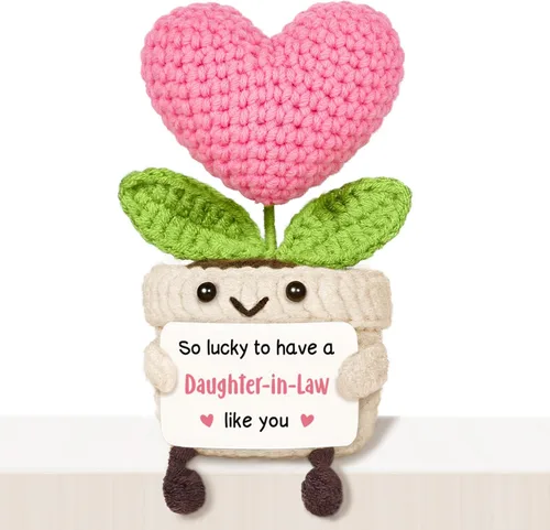 Vista 36 de Regalos de cumpleaños número 16 para niñas, flor de corazón rosa de ganchillo hecha a mano, regalos de dulces 16 para niñas, decoraciones