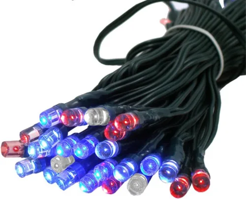Vista 9 de Flipo Cadena de luces solares de 50 LED, rojo, blanco y azul