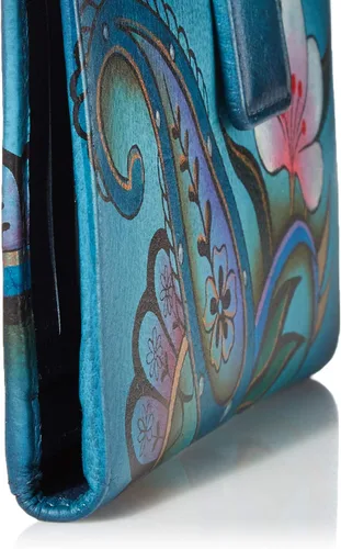 Vista 3 de Anna by Anuschka Cartera de dos pliegues de piel auténtica pintada a mano para mujer