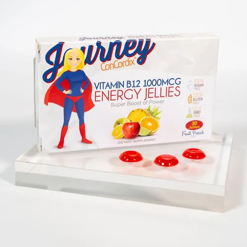 Vista 4 de Bariatric Eating Journey 1,000 mcg Vitamina B12 Jaleas energéticas sin azúcar Ponche de frutas (30 unidades)