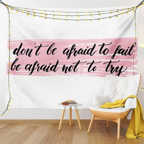 Vista 9 de Ambesonne Tapiz de estilo de vida, impresión artística con texto en inglés «Do Not Be Afraid to Fail Be Afraid to Try Words», para colgar
