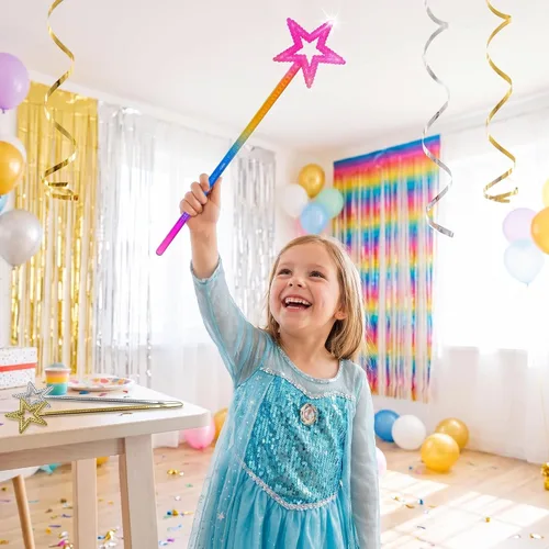 Vista 6 de Varitas de estrella de 3 piezas de varita de princesa de hadas para niñas, disfraz de fiesta de cumpleaños