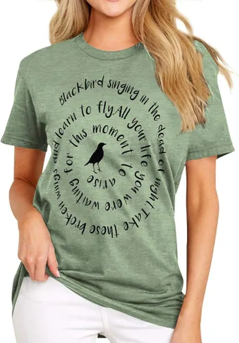 Vista 2 de Hubery Camiseta de manga corta con estampado gráfico de Blackbird para mujer
