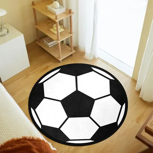 Vista 4 de Alfombra redonda de fútbol para dormitorio, 3 pies