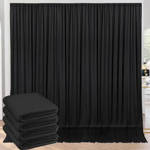 Vista 59 de Cortinas de fondo negras negras sin arrugas para fiestas, cortinas de tela gruesa para telón de fondo de fotos para cumpleaños, bodas, baby shower