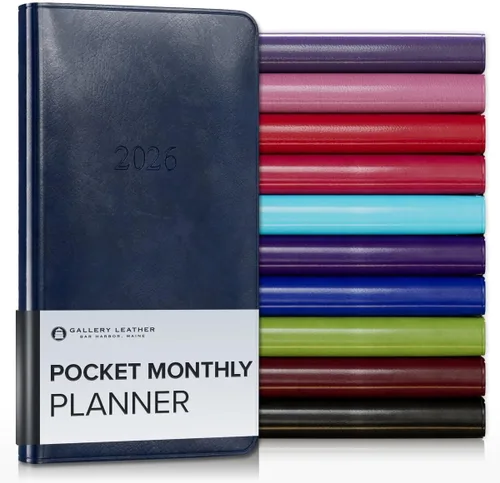 Vista 58 de Gallery Leather Agenda mensual grande 2026-2027 Acadia Navy Acadia Marina
