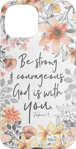 Vista 6 de Funda para iPhone 17 con cita cristiana de Joshua 1:9 con diseño de acuarela bonita floral