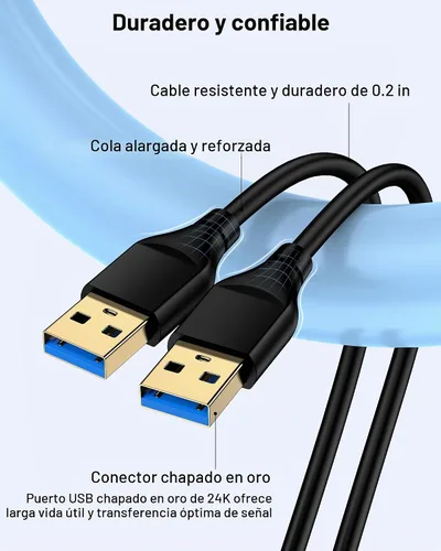 Vista 4 de Cable USB a USB de 6 pies, macho a macho USB A a USB A para discos duros WD