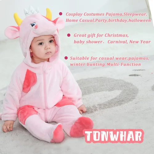 Vista 6 de TONWHAR Disfraz unisex de Halloween de animales para bebé y niño pequeño para otoño e invierno
