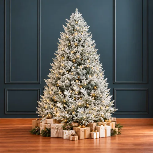 Vista 10 de Maria - Árbol de Navidad dorado preiluminado de 7.5 pies