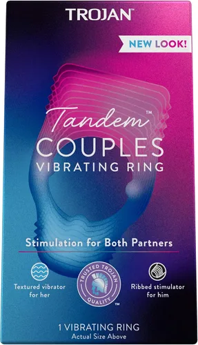 Vista 8 de TROJAN Vibraciones Tándem Anillo vibratorio para parejas, masajeador personal, 1 unidad, violeta