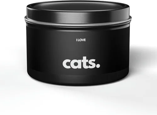 Vista 2 de Gatos, período. Vela de lata de soja de aromaterapia no tóxica de 4 onzas/plata/retiro de spa