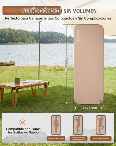 Vista 5 de KingCamp FLEXIREST 5.0 - Colchoneta inflable para acampar, individual 29.9 in-Solo