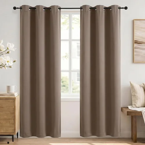 Vista 142 de Simplebrand Cortinas blancas puras de 96 pulgadas de largo para oscurecer la habitación, juego de 2 paneles para dormitorio/sala de estar, bloqueo
