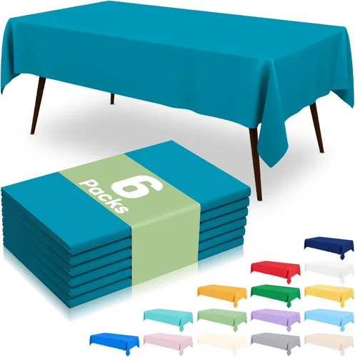 Vista 38 de misaya 6 paquetes de manteles de plástico desechables, 54 x 72 pulgadas mantel rectangular impermeable, cubiertas de mesa decorativas a prueba
