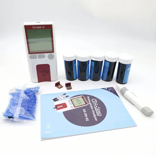Vista 3 de 1 medidor de hemoglobina Healthcaretuye - Kit de medidor de prueba de hemoglobina, analizador de hemoglobina, monitor de anemia + 125 tiras + 125