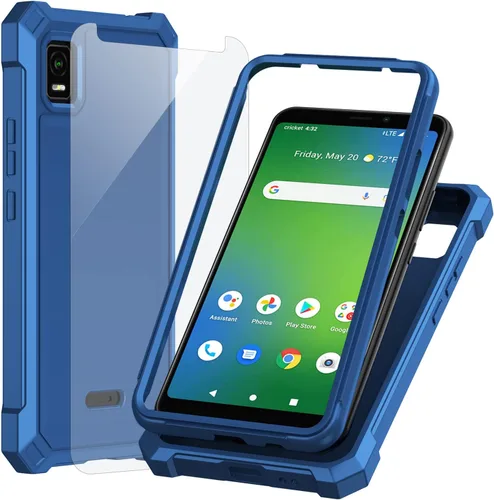 Vista 9 de Ailiber Funda para AT&T Calypso 3 (U328AA), ATT Calypso 3 con protector de pantalla de vidrio templado, protección de estructura de doble capa, a