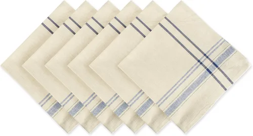 Vista 15 de DII - Servilletas para mesa estilo rústico, colección con rayas estilo francés, 20 x 20 pulgadas, color azul cambray, 6