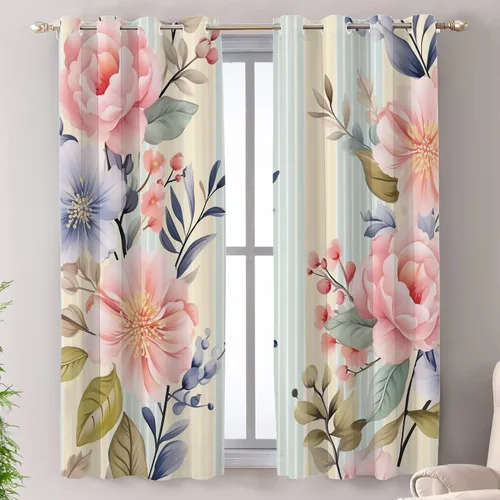 Vista 95 de Shrahala Beige and Orange Abstract Art Brushstrokes Blackout Curtain Tiers, Abstract Oil Paint Kitchen Valance Light Blocking Tier Drapes with Rod
