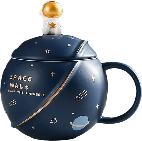 Vista 10 de Taza de globo de aire caliente con tapa, cuchara para niños, taza de leche de dibujos animados, taza 3D, taza de café de cerámica, taza de té