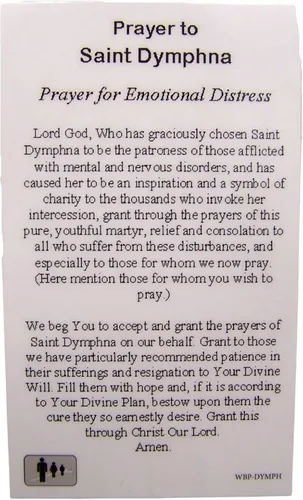 Vista 3 de Saint Dymphna 78-Inch peltre Medalla Colgante con tarjeta de oración Santo