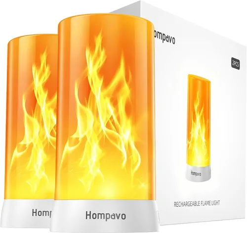 Vista 13 de Hompavo 【Actualizado】 Luces de llama, 4 modos recargables para decoración del hogar Waterproof LED Battery Operated Flameless Candles, Pillar