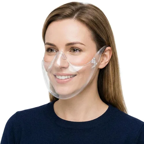 Vista 6 de Paquete de 3 protectores faciales, máscara de expresión visible transparente, ligera, antivaho transparente, de plástico, reutilizable, lavable