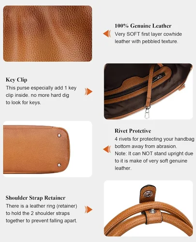 Vista 7 de Over Earth Bolsos de hombro para mujer, bolso cruzado de cuero suave