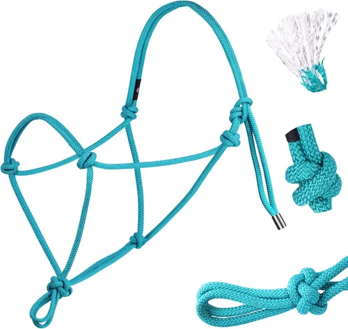 Vista 8 de Harrison Howard Cabestro de cuerda para caballos - Cabestro de entrenamiento súper resistente con 2 nudos de cuerda rígida de 1/4 pulgadas