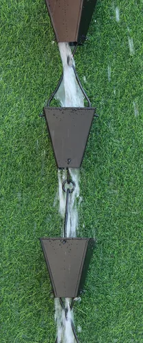 Vista 6 de KAM Home - Cadena de lluvia de copas cuadradas cónicas de bronce con kit de instalación (negro, 8.5)