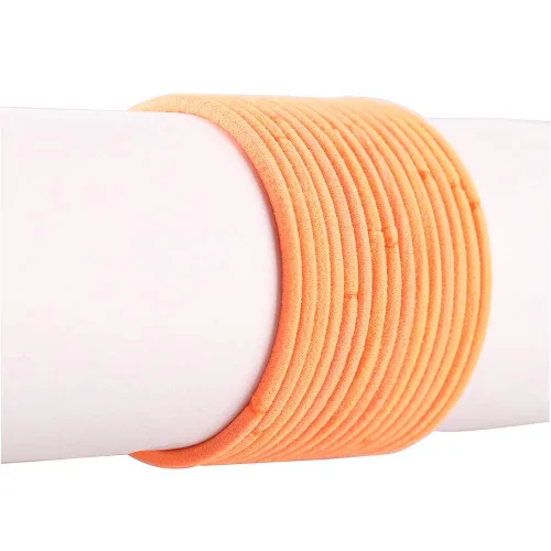 Vista 3 de Coobbar 100 piezas de bandas elásticas para el cabello para mujer, bandas para coleta de caballo (naranja)
