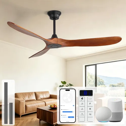 Vista 19 de Sofucor Ventiladores de techo inteligentes de 60 pulgadas con luces, ventilador de techo inteligente moderno para exteriores