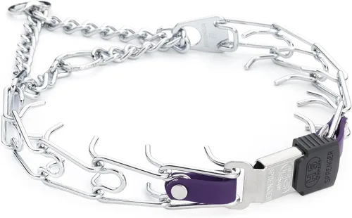 Vista 15 de Collar de perro de acero cromado Herm Sprenger para perros pequeños con hebilla de liberación rápida ClicLock y inserto de Biothane Collar de punta