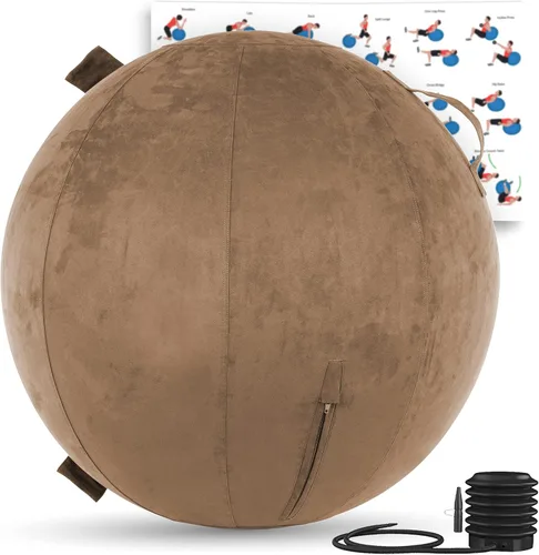 Vista 15 de Husband Pillow Exercise Ball, Cover with Pump for Yoga, Pilates, Fitness Balance Stability, Office Ball Chair Seat. Soft & Slip Resistant, Pro Guide