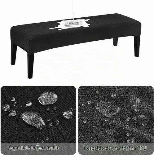 Vista 4 de YISUN Fundas de banco impermeables para comedor, funda de banco de jacquard elástica, antipolvo, extraíble, lavable, protector de asiento de silla
