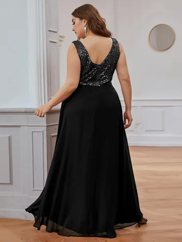 Vista 2 de Ever-Pretty Plus Vestido de fiesta de noche formal con cuello en V y cintura imperio maxi 0410-DA