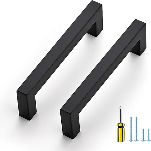 Vista 12 de Ravinte Paquete de 5 tiradores cuadrados de gabinete de 2-1/2 pulgadas, manijas negras para gabinetes de cocina, accesorios de cocina negros mate