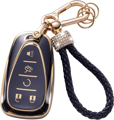 Vista 36 de Gematay - Funda para llavero Cadillac, carcasa protectora compatible con Escalade CTS SRX XT5 ATS CT6 5 botones llave remota Smart Key Protector