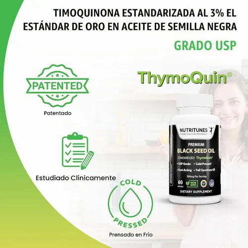 Vista 14 de Aceite de Semilla Negra ThymoQuin - 60 Cápsulas Blandas