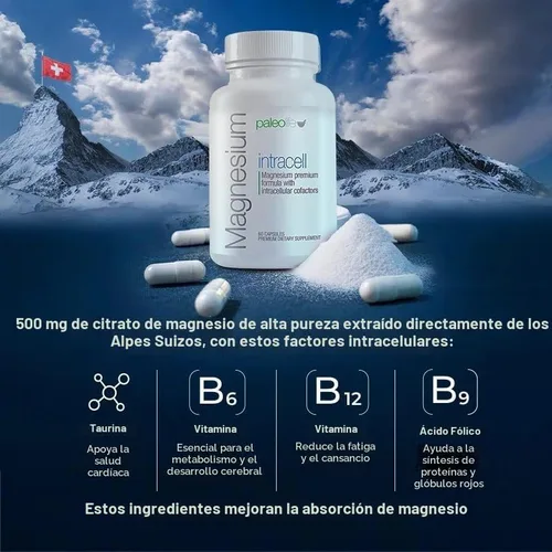Vista 4 de INTRACELL de Magnesio Premium - 500 mg - 120 Cápsulas (Paquete de 2)