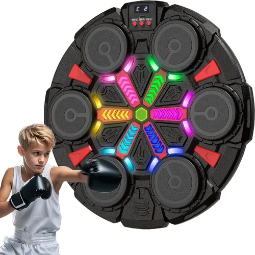 Vista 10 de Music Punching Machine for Kids Adults,Bluetooth Wall Mounted Boxing Trainer with Gloves,Rhythm Lights,2 Player Battle Mode,Reaction Training