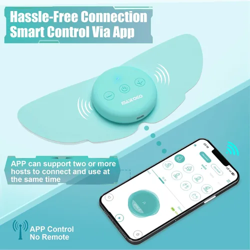 Vista 4 de Estimulador muscular inalámbrico para aliviar el dolor, 26 modos de 25 intensidades controlados por aplicación Bluetooth inalámbrico TENS y EMS Azul