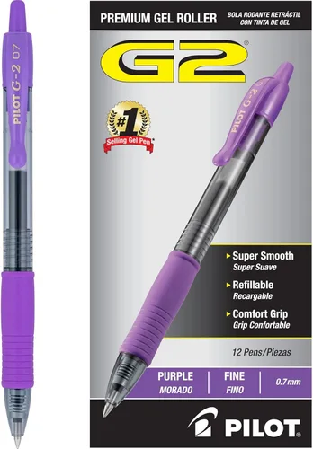 Vista 14 de Pilot G2 - Bolígrafos de gel de alta calidad de 0.7, punta fina para escritura suave, color negro, paquete de 12