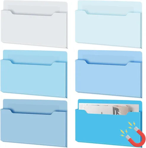 Vista 34 de Fuutreo Organizador magnético de archivos de pared, 6 unidades, soporte magnético para archivos de pared, frigorífico, revistas, papel para cartas